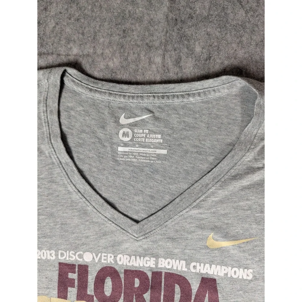 Nike Florida State Seminoles 2013 Orange Bowl Champions V Neck T Shirt‎ Womens M